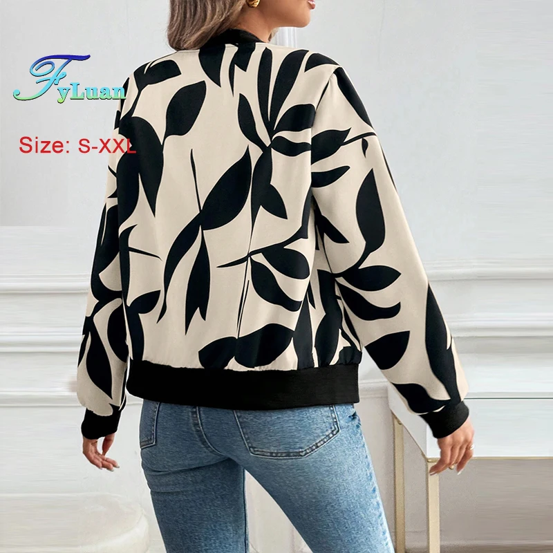 2025 Autunno Nuovo Cappotto Blazer da donna Stampa di moda Colletto da baseball Cappotto casual Temperamento Pendolarismo Sport Top versatili