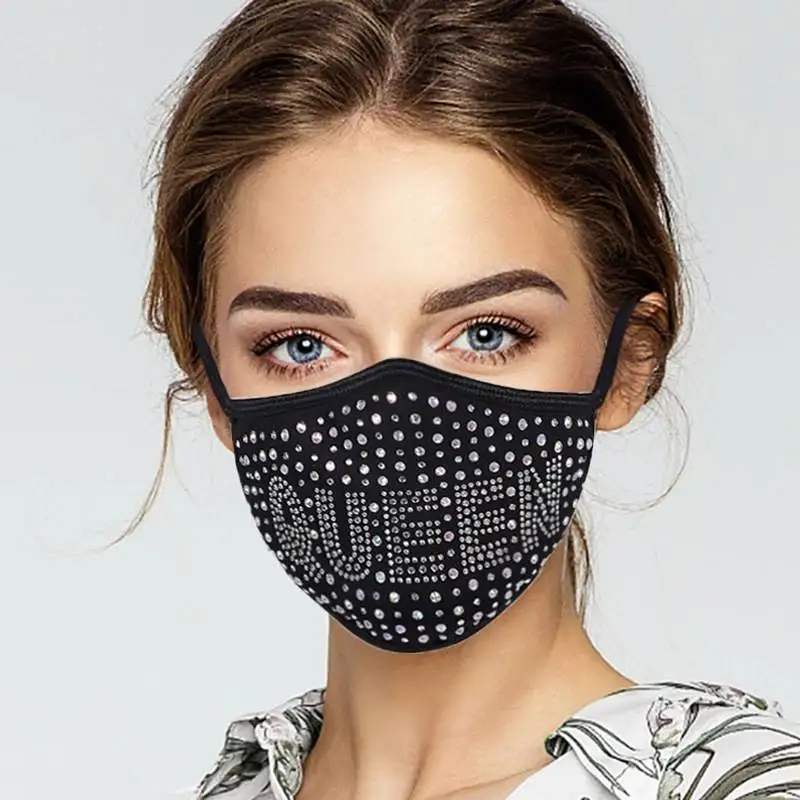 Diamond Sequin Mask Windproof Outdoor Sports Hiking Hanging Ear Lace  Sunscreen Face Shield