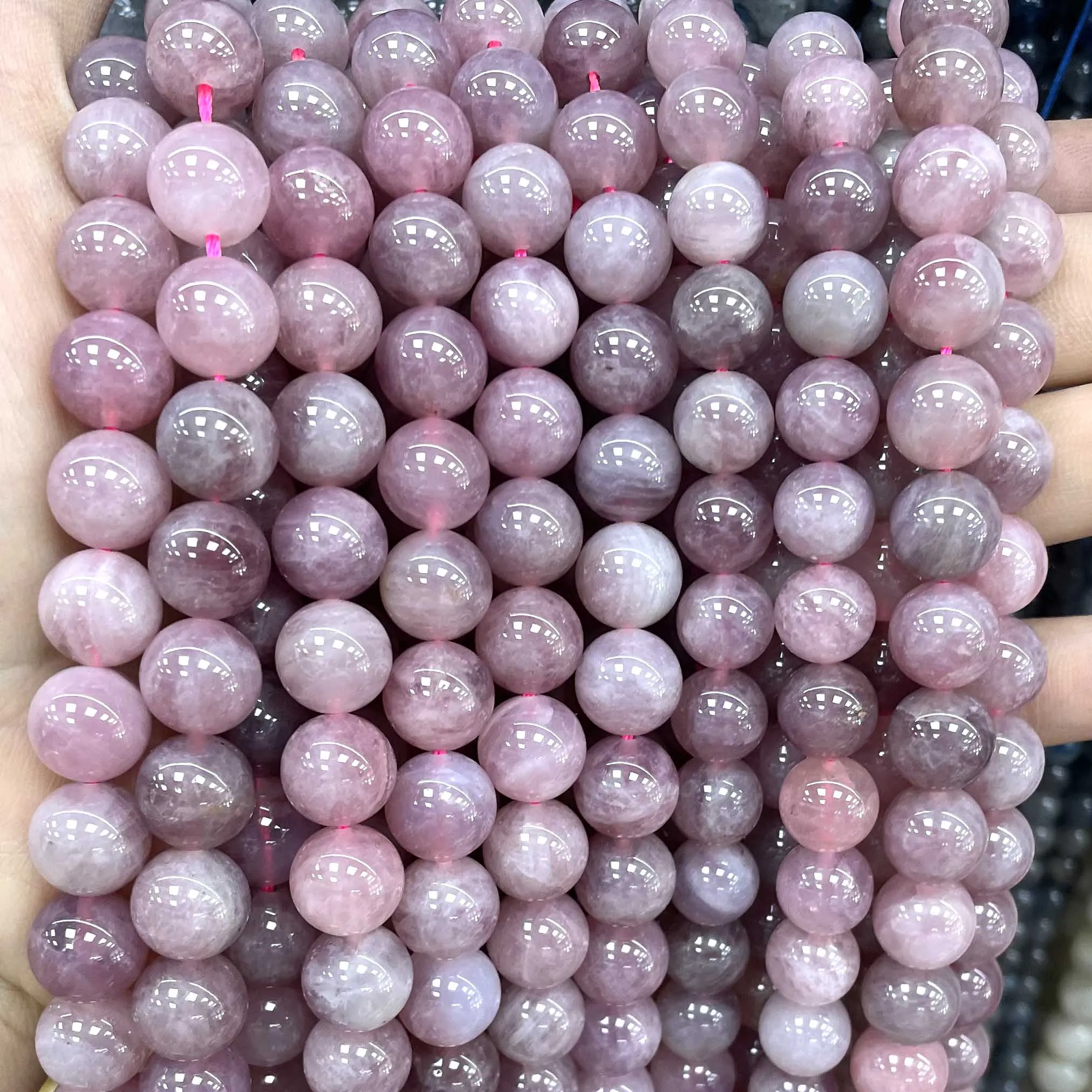 6/8/10MM Natural Stone Purple Rose Quartz Round Gemstone Spacer Beads For Jewelry Making DIY Bracelet Accessories 7.5\'\'inches