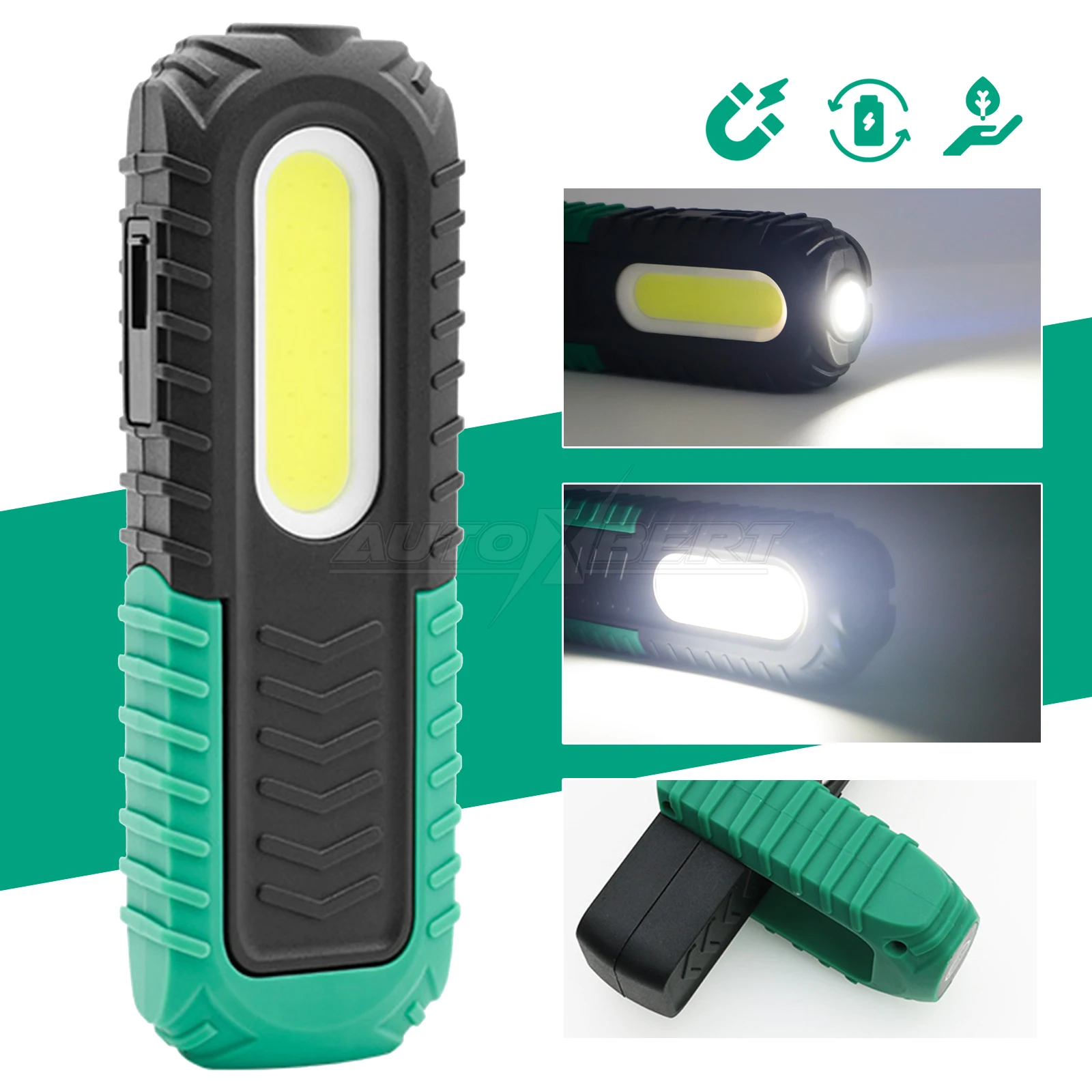 Rechargeable work light flood Cob light with magnetic rotatable stand hook flashlight Lantern Type C USB Car Repairing Emergency