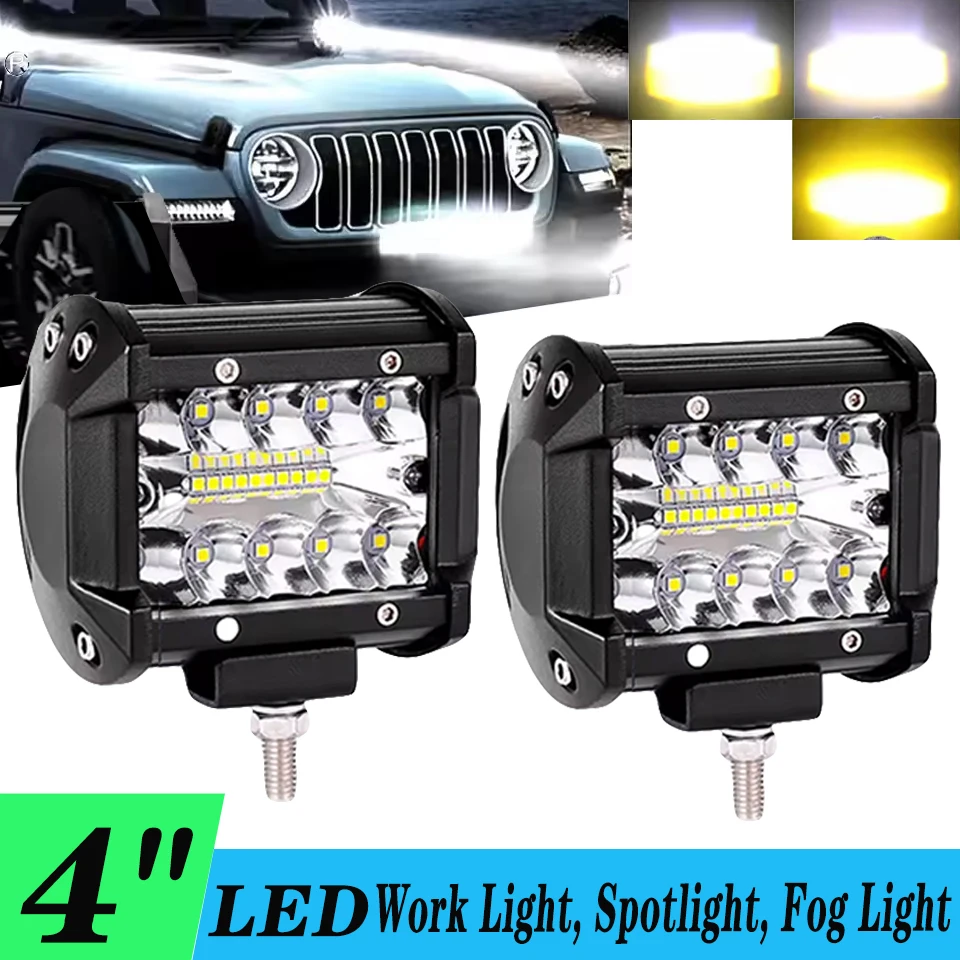 

4 Inch 12V 24V Offroad LED Bar Square LED Work Light for Car Truct Boat Atv 6000K Tractor 60W 30000LM Spotlight LED Light Bar