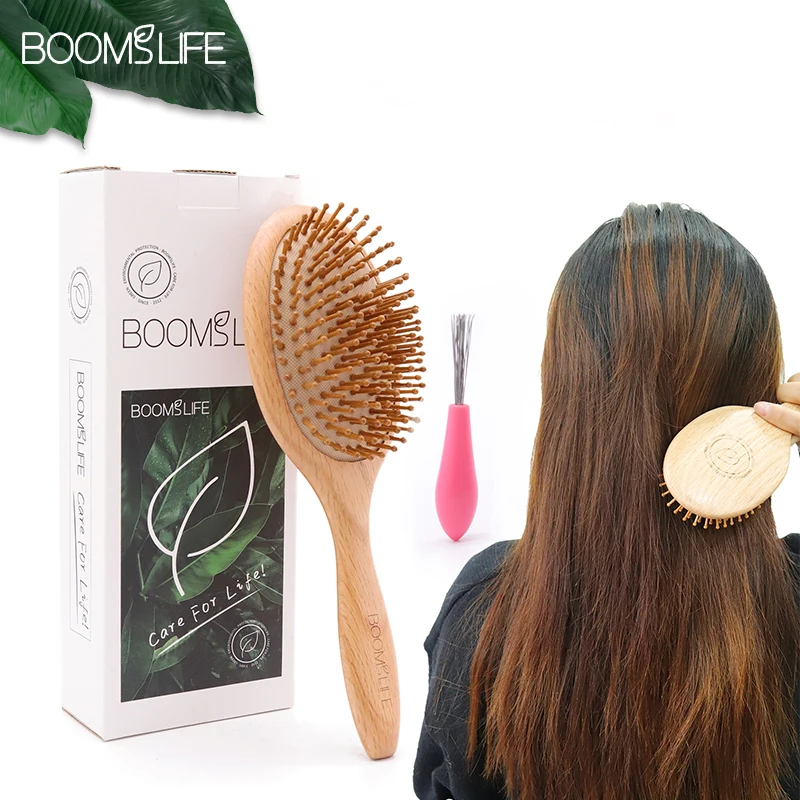 BOOMSLIFE Hair Brush Women Wide Tooth Hair Combs Healthy Paddle Cushion Massage Hairbrush Wooden Comb Hair Care  Accessories