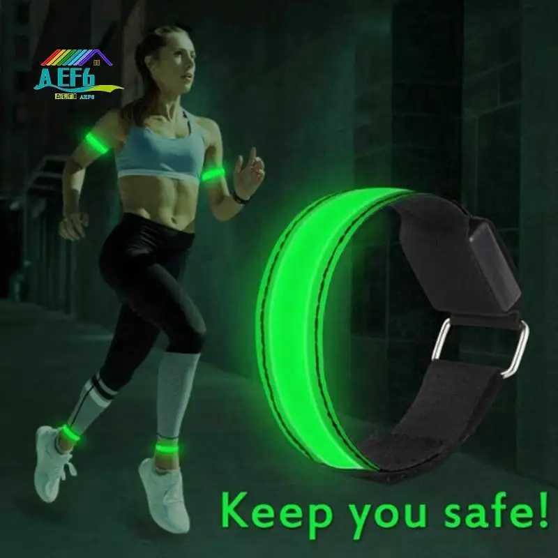 

AEF6-2Pcs Ночной бег на руку Светодиодный браслет для спорта на открытом воздухе USB перезаряжаемый браслет Предупреждающий браслет для ног