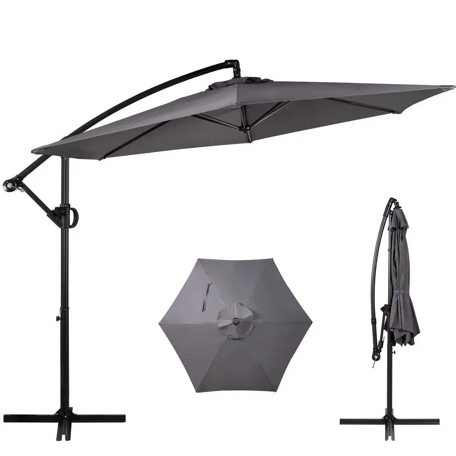 

Patio Offset Umbrella with Easy Tilt Adjustment,Crank and Cross Base, Outdoor Cantilever Hanging Umbrella, Sunshade Free Standin