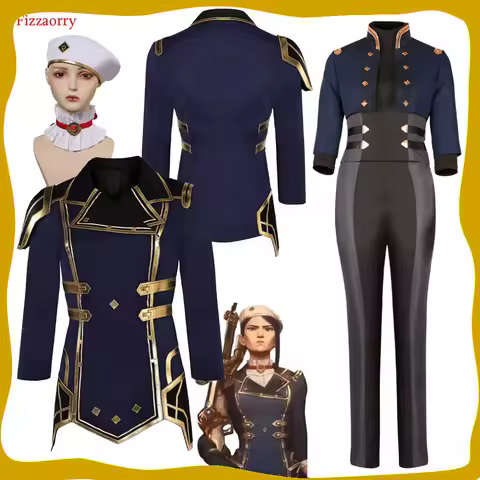Caitlyn Cosplay Women Fantasia Kiramman Coat 2024 Game LOL Arcane Costume Outfits Halloween Carnival Clothing Shawl Hat Girdle