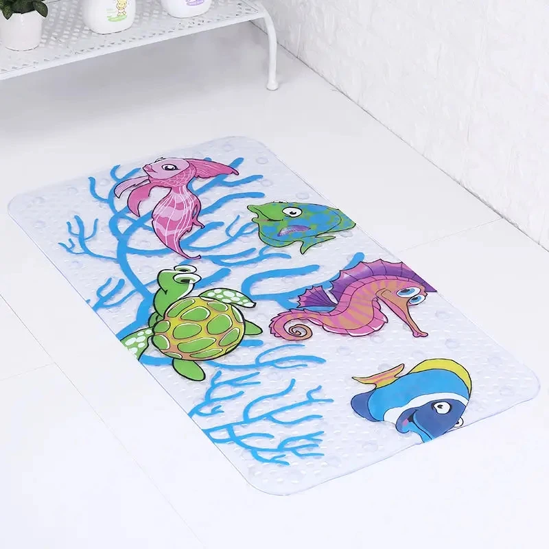 38x70 CM Oval Newborn Bathroom Anti-slip Foot Pad Household Cartoon Animal Pattern Floor Mat PVC Infant Natatorium Floor Mat