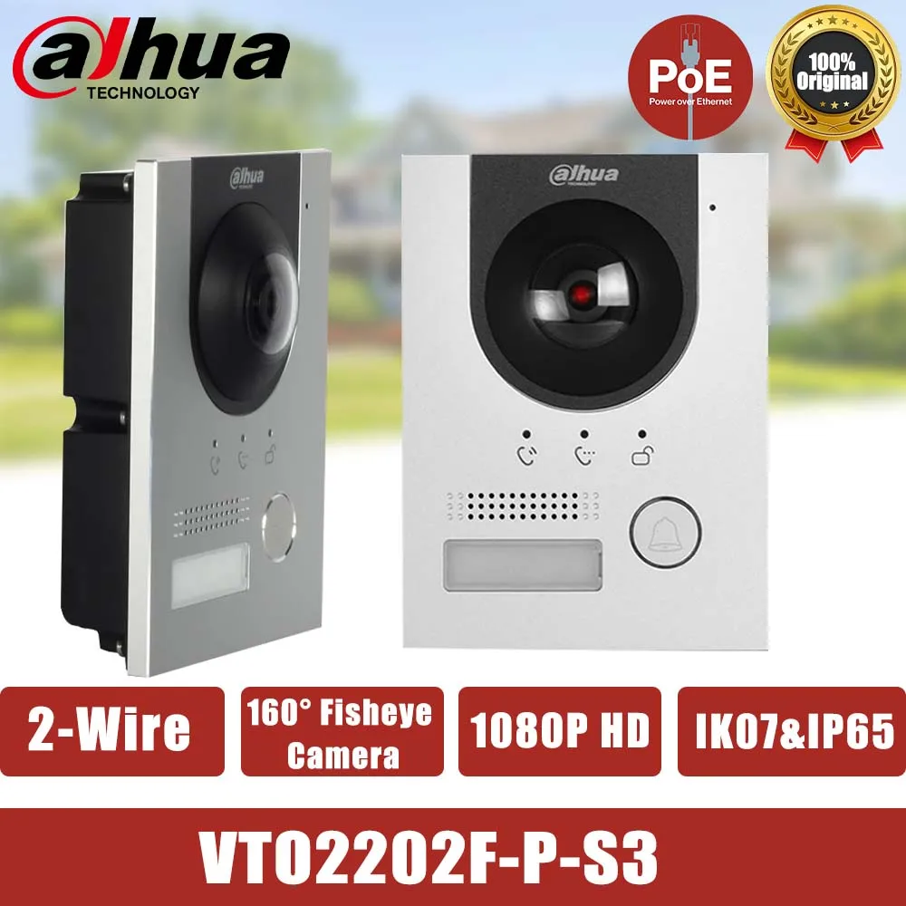 Dahua Video Intercom 170° Fisheye 2MP HD Colorful VTO Monitor Outdoor Smart Home PoE Digital Doorbell Camera VTO2201F-P-S3