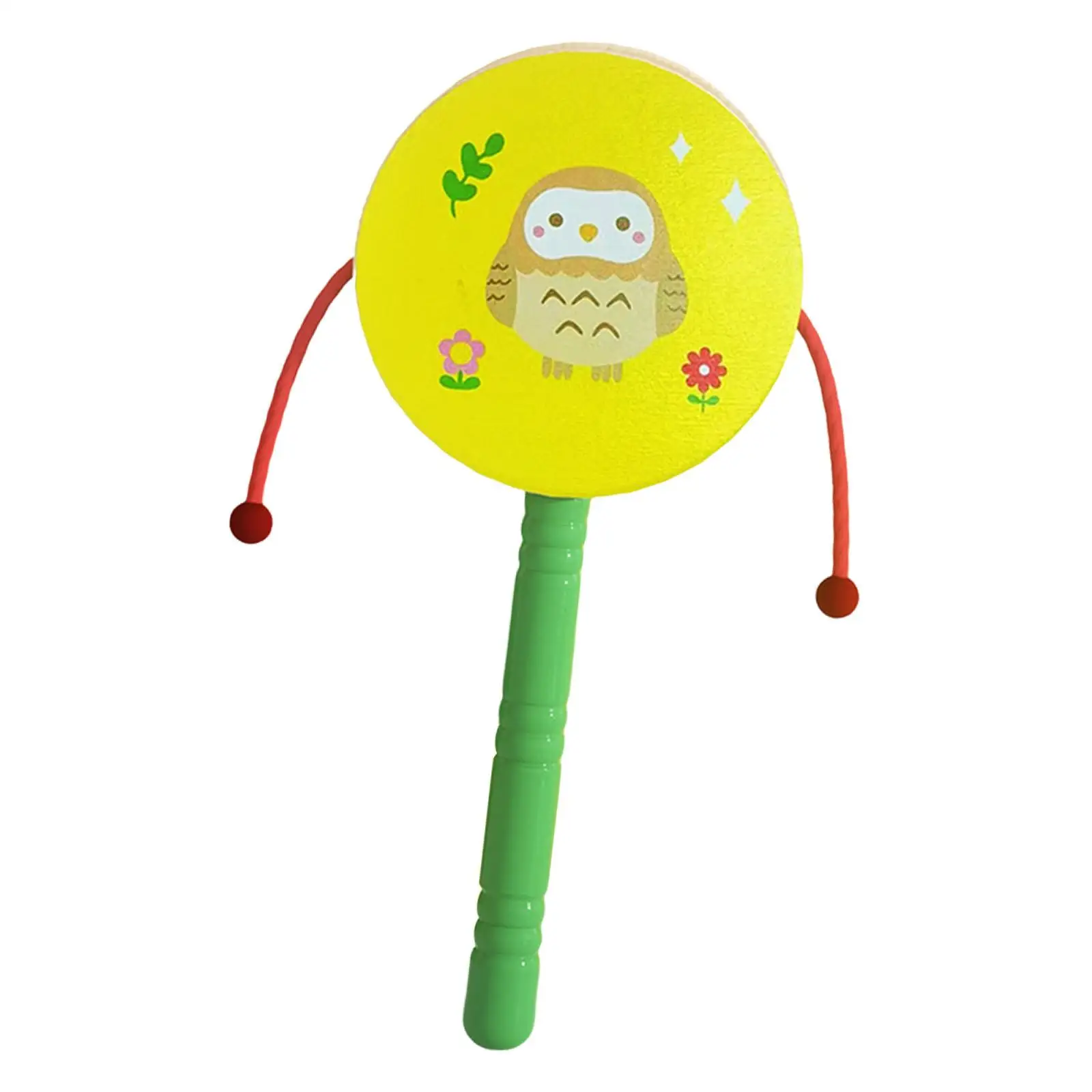 Rattle Drum Baby Toys Wooden Musical Rattles Mini Percussion Instrument Hand Bell Drum for Kids Toddlers Boys Girls Children