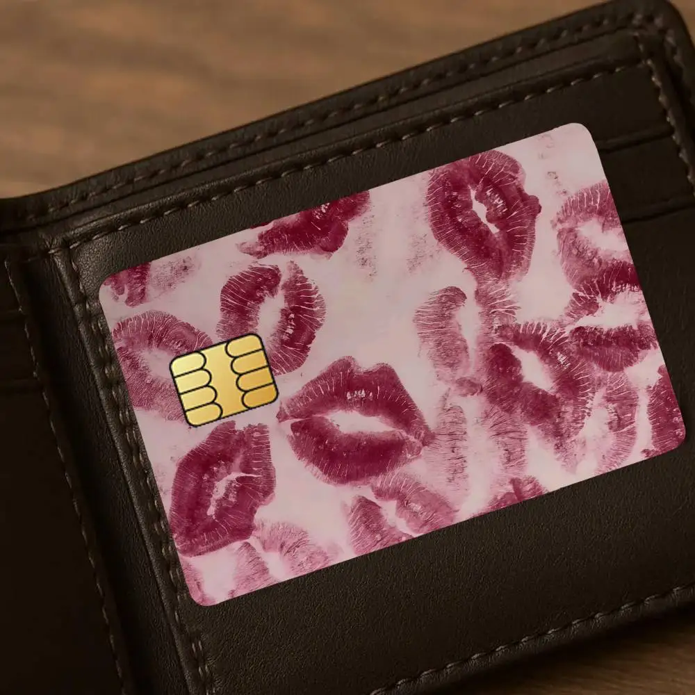 Kiss Marks Credit Card Public Transportation Cards Sticker Waterproof Card Face Decoration 4PCS