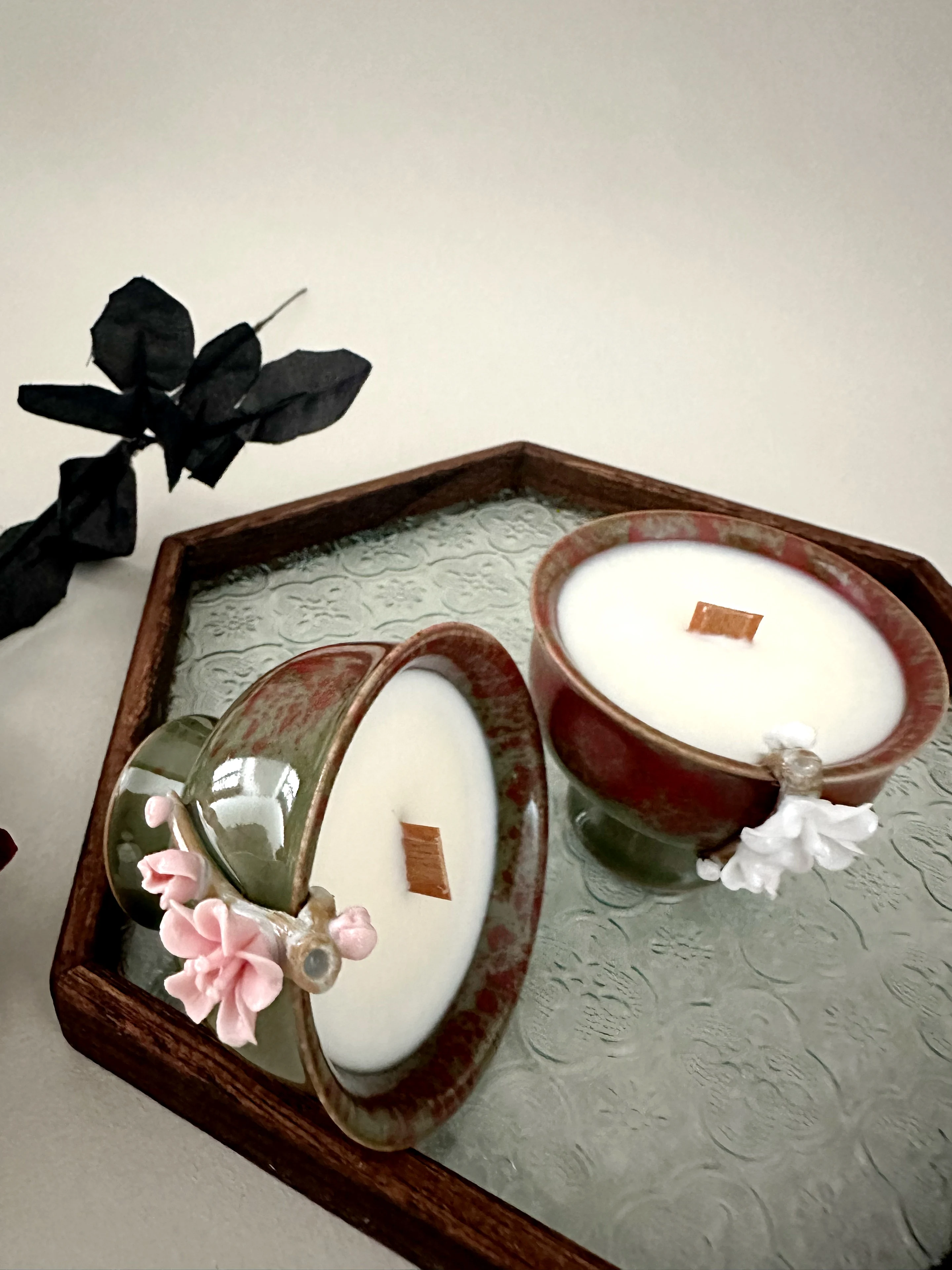 Creative new Chinese style tea cup scented candle Sandalwood scented candle