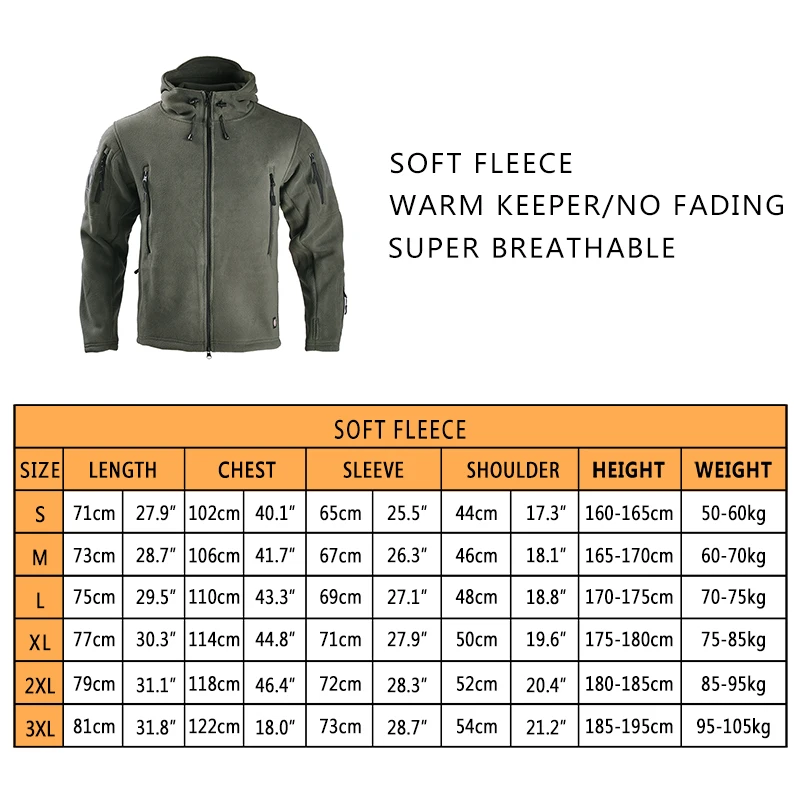 HAN WILD Polar Fleece Jacket Men Warm Hunting Jackets Softair Climbing Clothes Hiking Clothes Thicken Soft Jacket Men Clothing