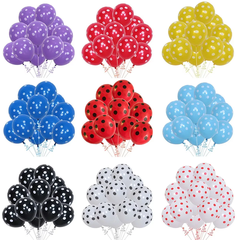 10pcs Black Red White Spot Latex Balloons Polka dot Wave point globos Baby Shower Birthday Wedding Party Room Decor Supplies