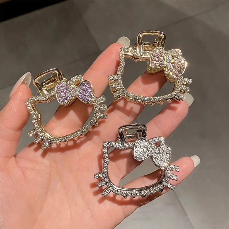 กิ๊บติดผมลายการ์ตูนเฮลโลคิตตี้น่ารัก ประดับเพชรระยิบระยับ รูปฉลาม ของขวัญคริสต์มาสสำหรับเด็กผู้หญิง