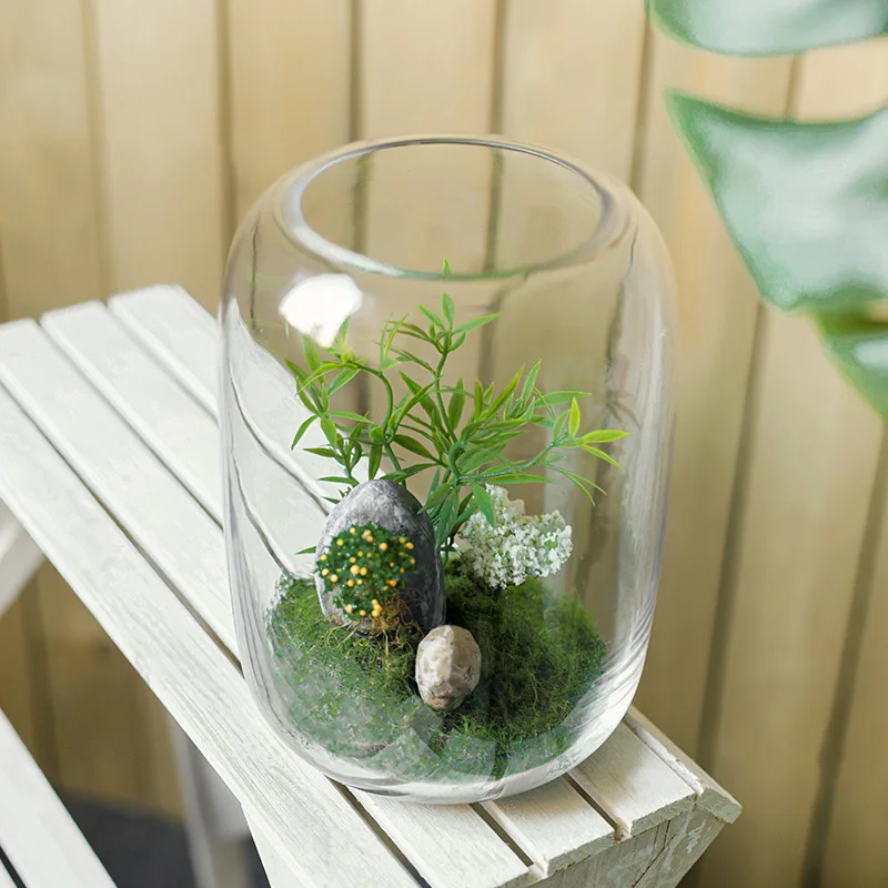 Artificial micro scene plant glass bottle bonsai, home, office, restaurant, store desktop display rack placement decoration