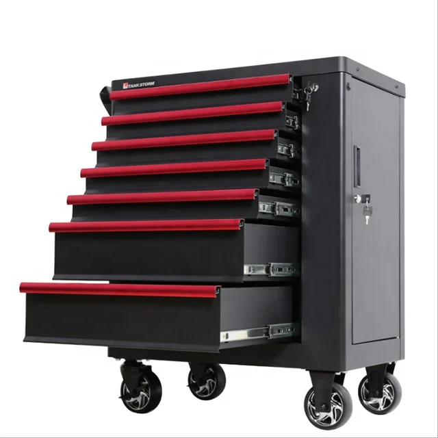 Armoire à Outils à 7 Tiroirs, Chariot avec Plateau Latéral
