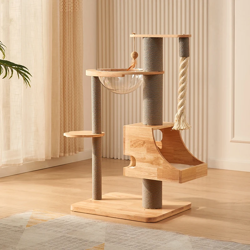 Shui Mu raw solid wood cat climbing frame cat nest tree integrated solid wood rack small verticalack space capsule