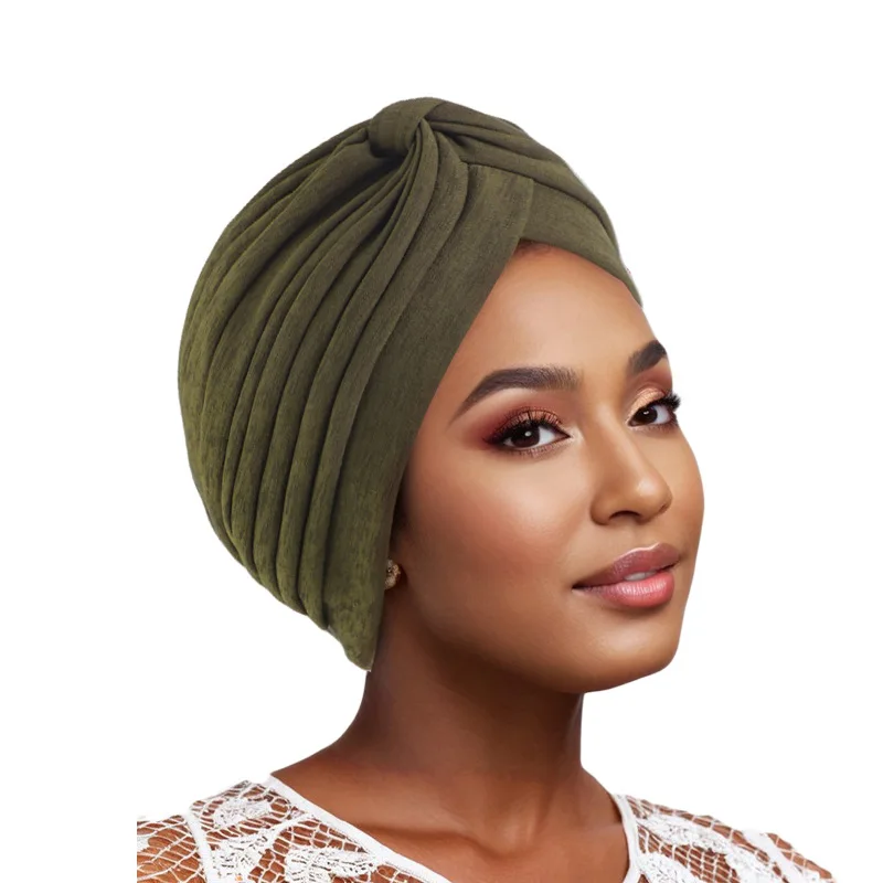 New Women Thickened bamboo cotton Turban hat Stretchy Knot Beanie Cap Bonnet islamic Inner Hijab India Hat Head Scarf Turbante