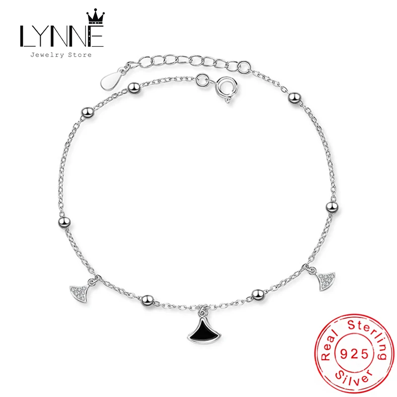 New Fashion 925 Sterling Silver Small Skirt Zircon Pendant Anklets Women Jewelry Gift Sexy Beach Fan Leaf Rhinestone Foot Chain