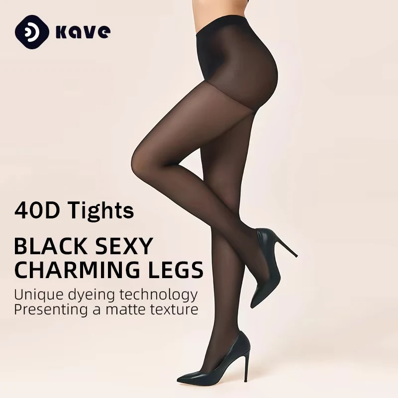 

Kave 40D Черные прозрачные колготки для женщин Not Rip Control Top Pantyhose 2024, осень-зима, базовые тонкие чулки с высокой талией, сексуальные колготки