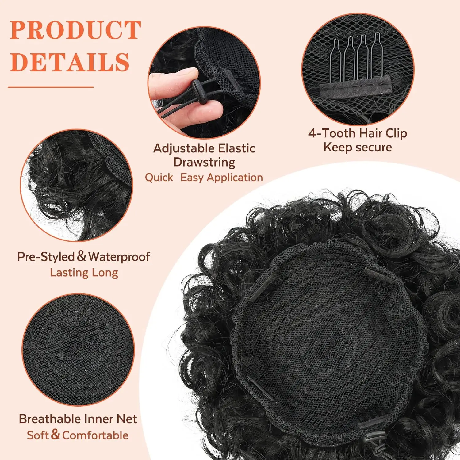 Rommelig Golvend Broodje Haarstukken voor Vrouwen Kort Krullend Trekkoord Paardenstaart Opgestoken Haar Broodje, 1 STKS Grote Dikke Krullend Synthetisch Haar Broodje