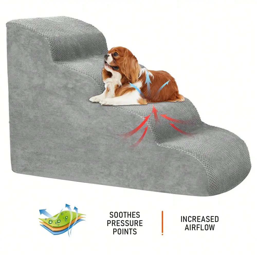 

Stairs For Small Dogs, High Density Foam Dog Ramp, Extra Wide NonSlip Pet Steps For High Beds Or Couch, Soft Foam Doggie Ladder