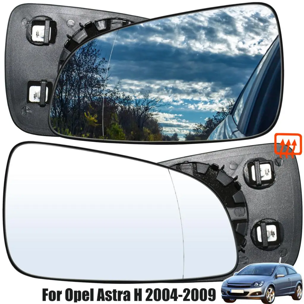 For Opel Astra H 2004 - 2009 Left Right Door Side Wing Mirror Glass Heated Convex Rear View Rearview With Plate Electric Clear