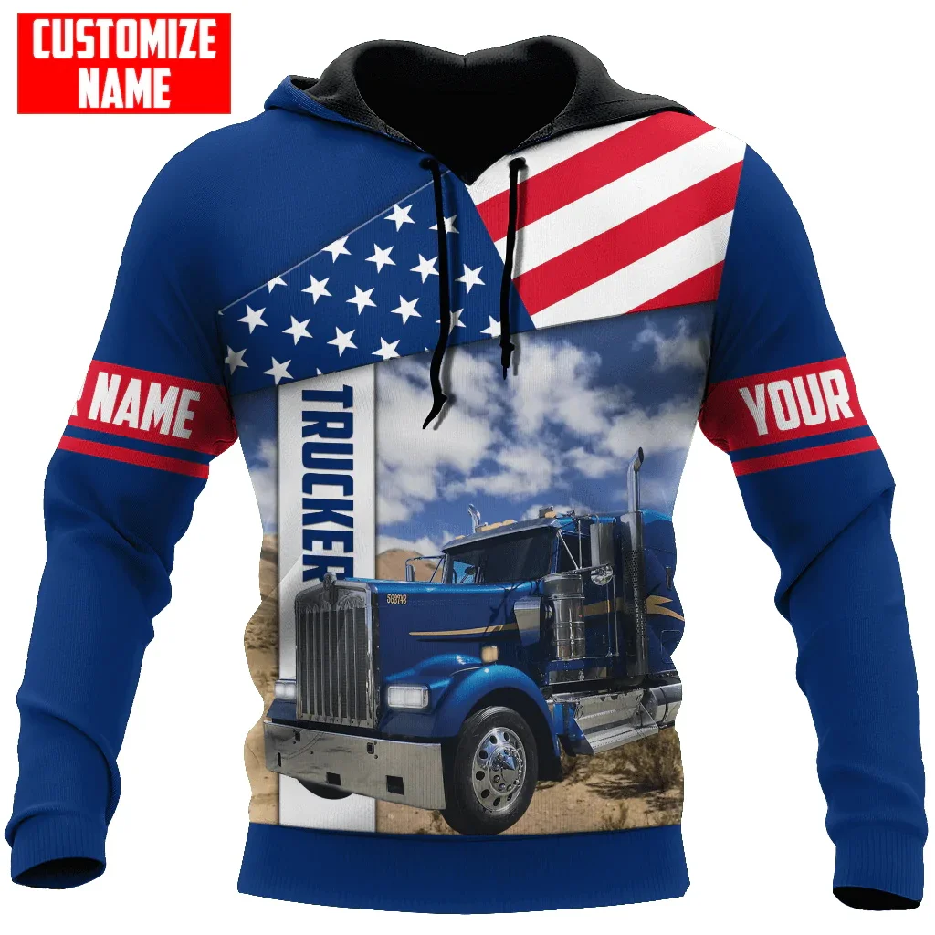 

Customize Name Trucker 3D Printed Men Hoodie Unisex Casual Zip Pullover sudadera hombre Personlized Gift For Trucker ADW66