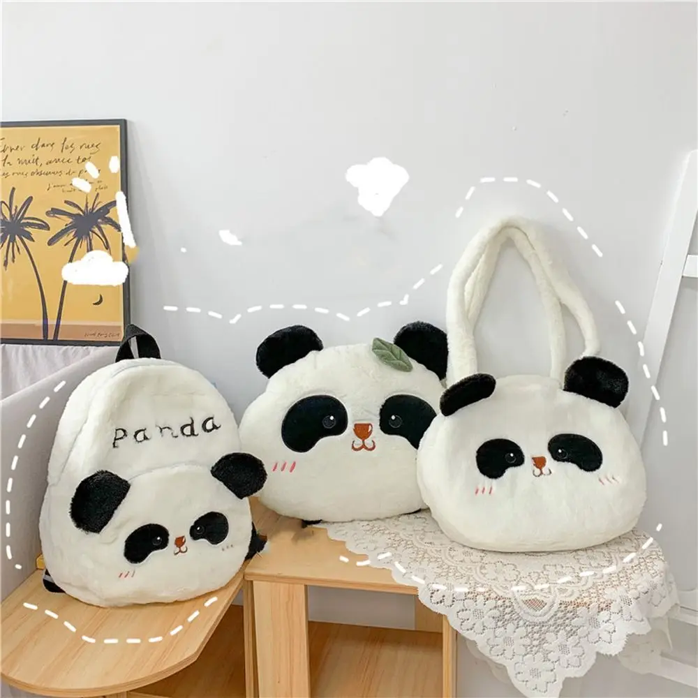 Plush Panda Backpack Korean Style Animal Students School Bag Crossbody Bag Large Capacity Cartoon Messaage Bag Shopping