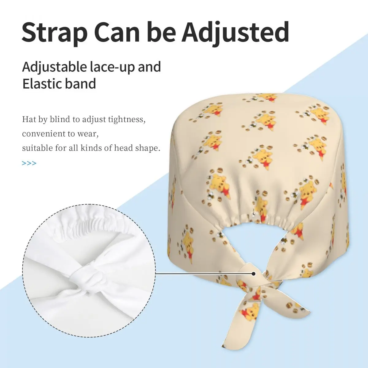 Aangepaste Winnie De Poeh Schoonmaken Werken Cap Comfortabele Mannen Vrouwen Pooh Beer Scrub Cap Chirurgische Hoed Verpleegkundige Scrubs Hoed Verpleegster