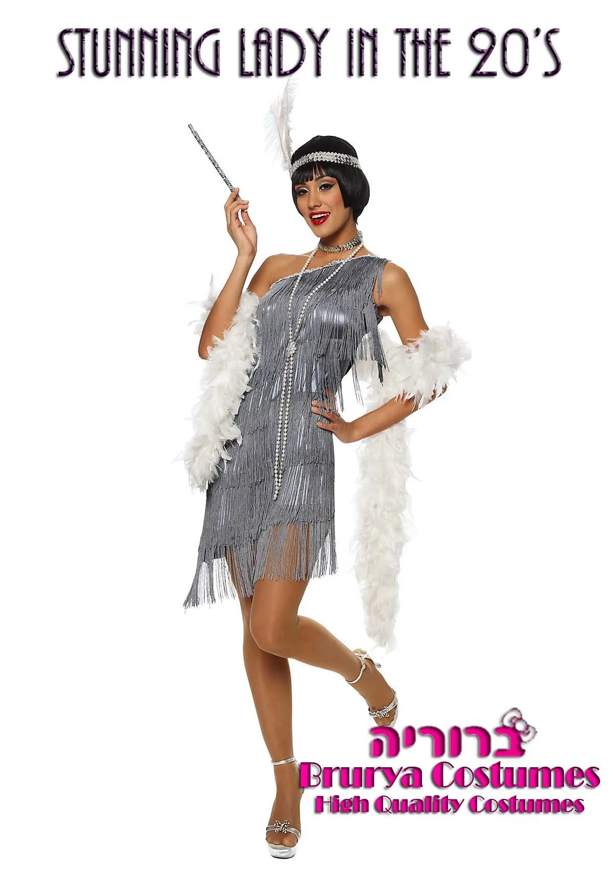 Black Stunning Lady Flapper 20s Costume Fancy Dress Womens 1920s Great Gatsby Adults Costume Without Feather cape