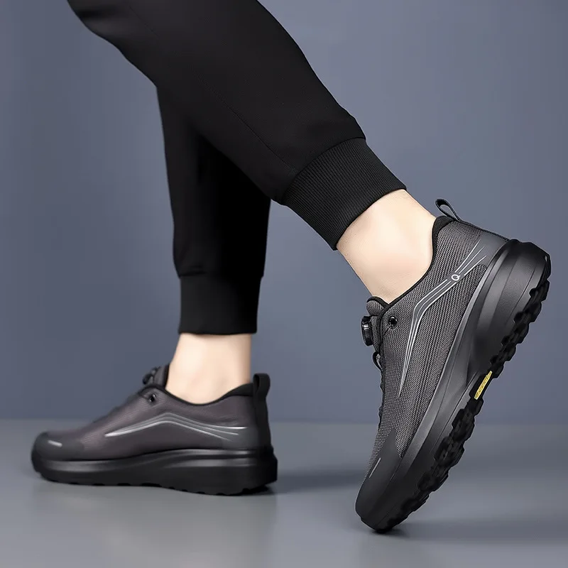 New Rotary Buckle Men Trendy Breathable Sneakers Chunky Men Running Shoes Thick Bottom Waterproof Jogging Footwear Couple Street