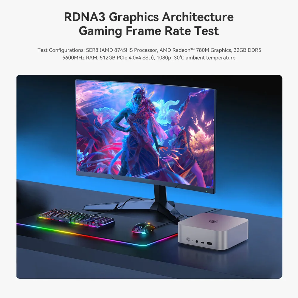 NEW Beelink SER8 Ryzen7 8745HS 8845HS Mini Gaming PC 32G RAM 1T NVME SSD Windows 11 Desktop Computer SER9 Pro HX370 SER10 MAX