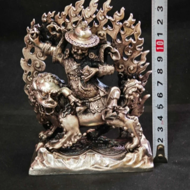 Vintage Bronze Damchen Dharmapala Statue - Nepal Single Vow Guardian Deity Desktop Ornament, Exquisite Home Display