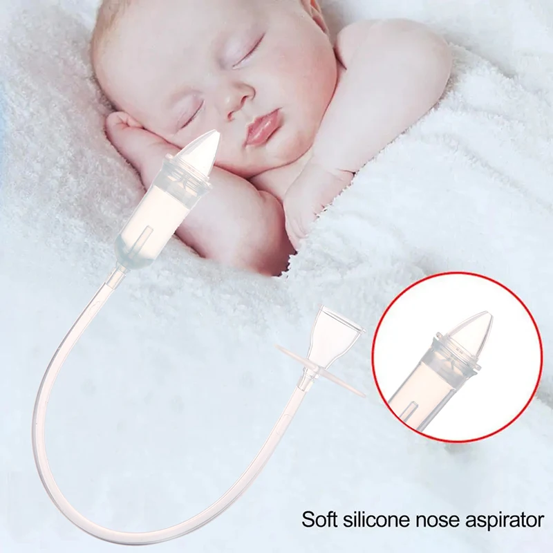 Absorption Silicone Safe Soft Tip Newborn Baby Nose Cleaner Sniffling Device Infant Vacuum Suction Nasal Aspirator'
