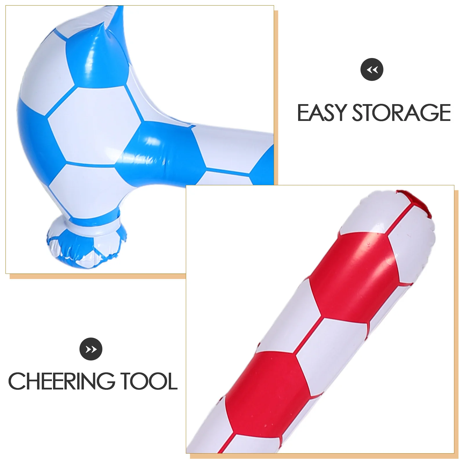 3 قطعة مطرقة كرة قدم قابلة للنفخ مادة PVC مطرقة كبيرة أداة تهتف ممتعة لكرة القدم والحفلات لعبة مطرقة قابلة للنفخ