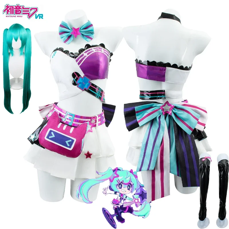 

Miku Cosplay Costume Virtual Idol Cosplay Anime Cos Miku MuseDash Costume Top Skirt Halloween Carnival Party Dress Girls Women