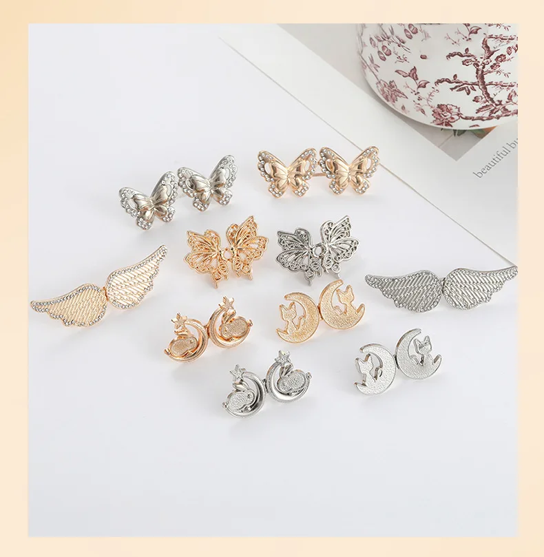 Jeans Button Adjustable Clips for Pant Skirts Waist Tightener Buckle Snap Button Adjuster Butterfly Pin Button Clothing Supplies