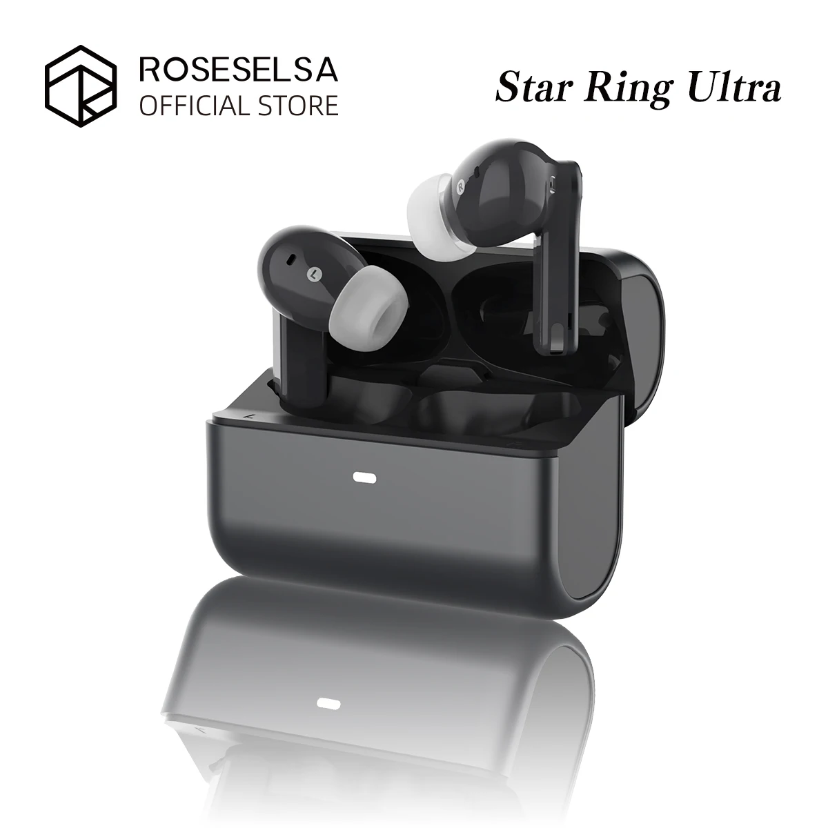

ROSESELSA Star Ring Ultra Wireless Bluetooth Earbuds ANC 52dB Deep Noise Cancellation Earphones 50 Hours Long Battery Life