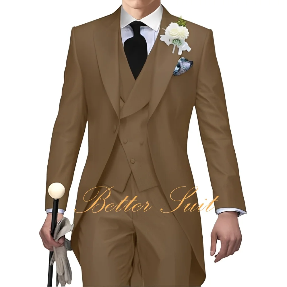 بدلة رجالية مكونة من 3 قطع بدلات ضيقة رسمية طويلة سترة رجالية بدلة بليزر للرجال لحفلات الزفاف بدلة سهرة