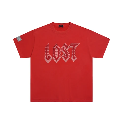 Nuevas camisetas de algodón de manga corta perdidas con diamantes de imitación de verano para hombre, camisetas holgadas con cuello redondo, camisetas de calle de gran tamaño