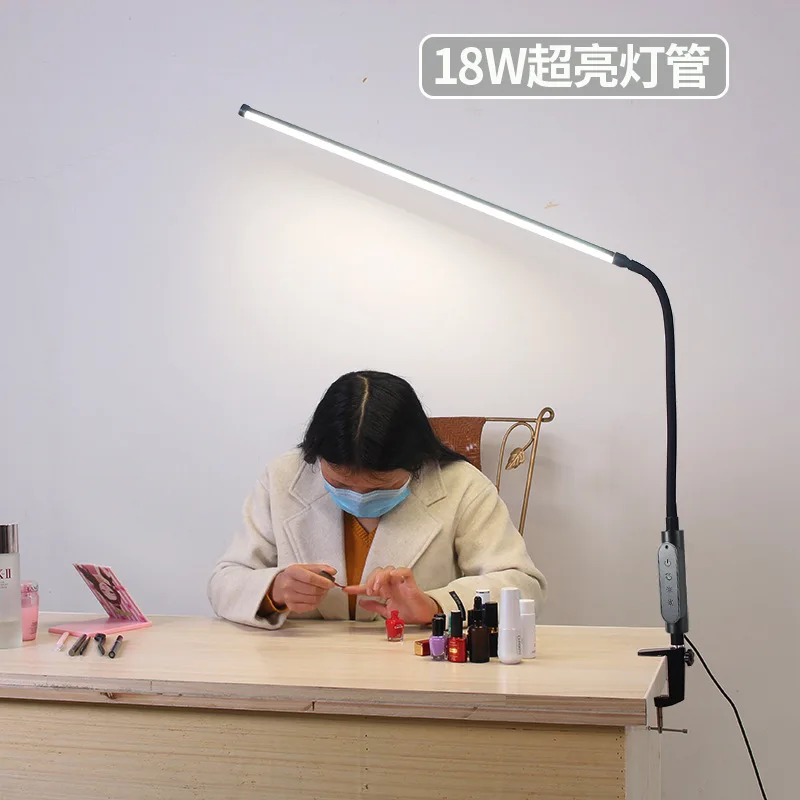 Clip-on LED Lamp Nail Tattoo Children Learning Reading and Writing Bedroom Office Desk Eye Protection Table Lamp with Clamp