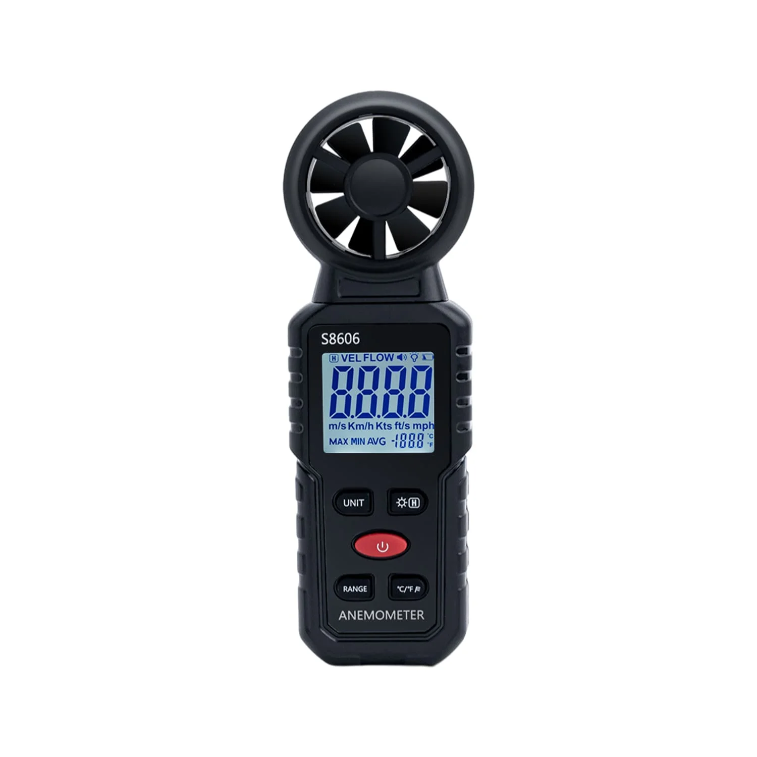 3 In 1 Handheld Anemometer Wind Speed Meter for Sailing Surfing Flying Shooting - Black