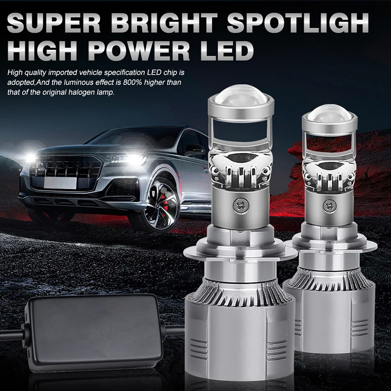 

Drivereyes 2PCS H7 H4 led BI LED Projector Len 6000K Canbus Powerful Mini Lens Auto HeadLamps H11 H8 9005 9006 H9 White 12V CSP