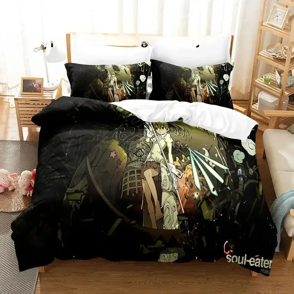 New 3D Cartoons Soul Eater Bedding Set Duvet Cover Sheet Printed Bed Set Pillowcase Bed Full Queen King Size Comforter Bedroom