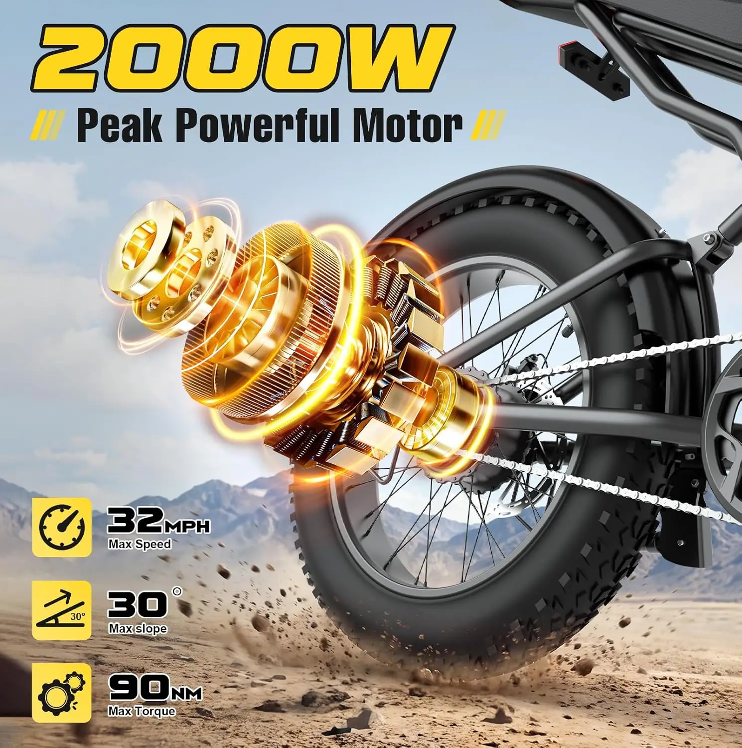 Electric Bike Adults 15.6/20Ah Battery Peak 2000W NFC, Customized