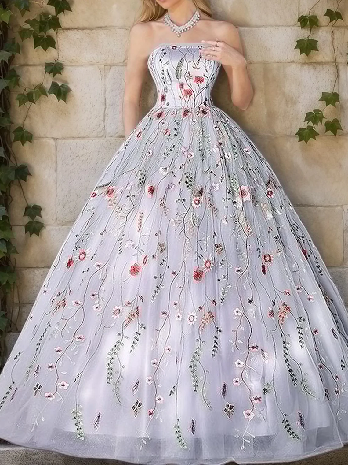 

Sweet Fashion Ball Gown Strapless Organza Sleeveless Appliques Floor Length Luxurious Formal Evening Dress 2025 free customized