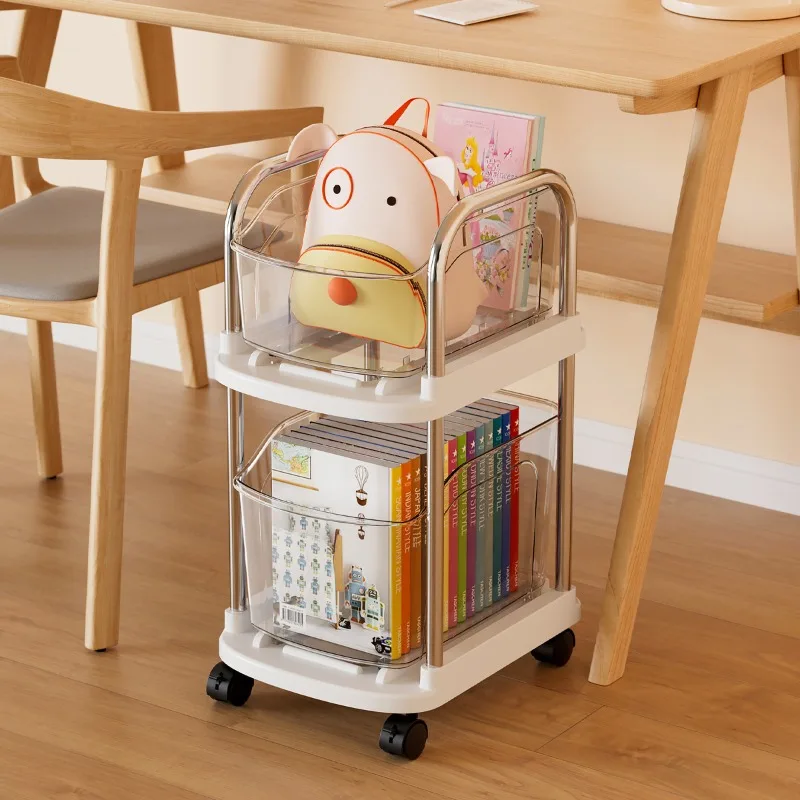 Movable Backpack Books Storage Cart Wheeled Plastic Organizer Utility Cart Trolley Cart Removable Storage Rack Small Cart