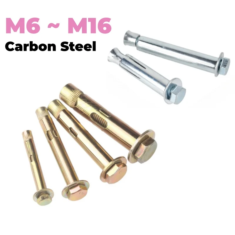 Zinc-Plated/Colour Zinc M6 ~ M16 Carbon Steel Hexagon Head Expansion Bolts Flush-Mounted Expansion Screws