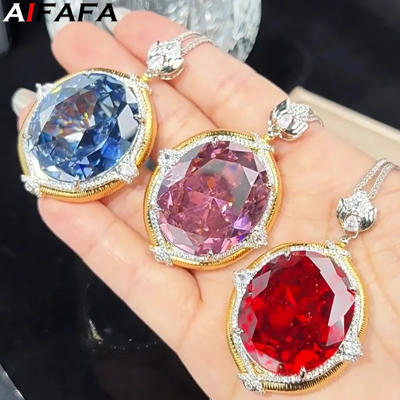 

Stunning Big Pendant Necklace 25*30mm Large 5A Grade Stone with 55cm Neck Chain Fashion Accessories Beauty Jewelry