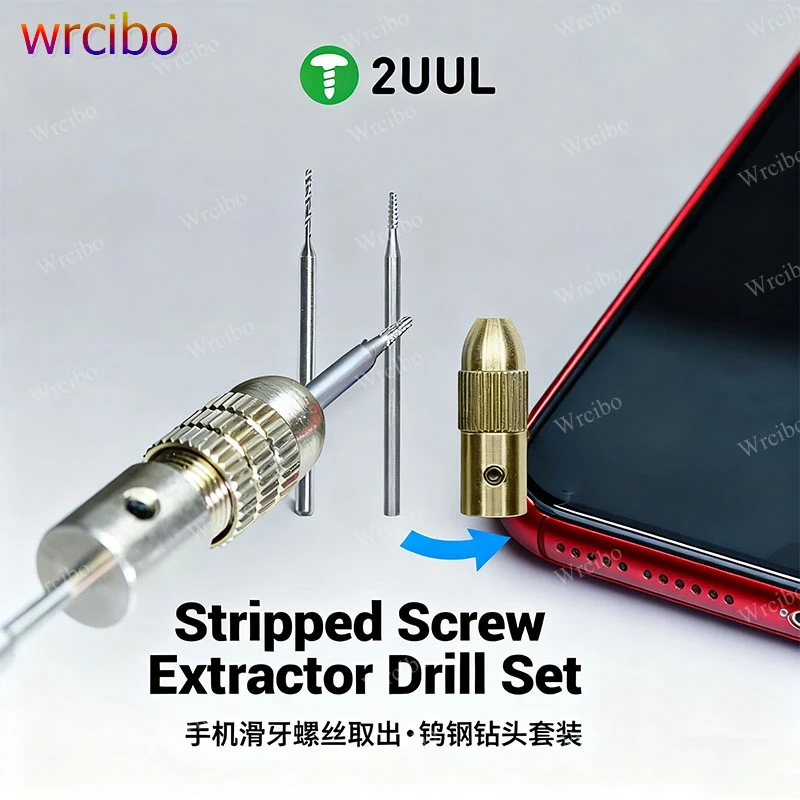 

​​2UUL Mobile Phone Stripped Screw Removal Drill Set Tungsten Steel Anti-Wear Micro Drill Bits Broken Screw Extractor Tool​